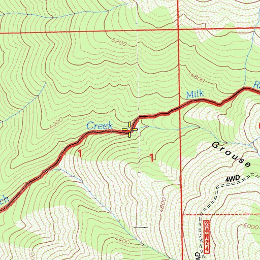 Topographic Map of Grouse Hollow, CA