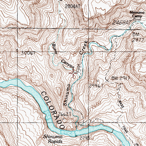 Topographic Map of Burro Canyon, AZ