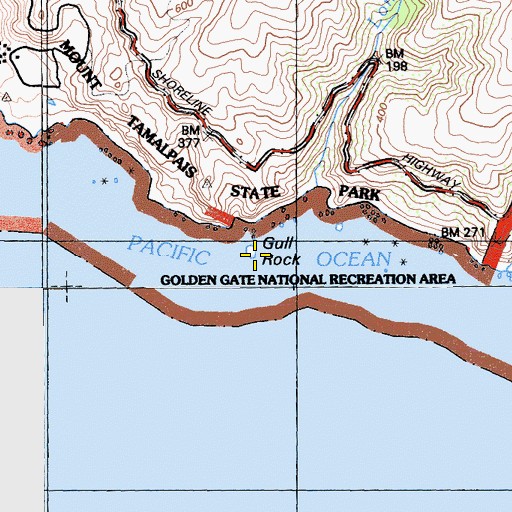 Topographic Map of Gull Rock, CA