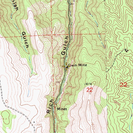 Topographic Map of Gwin Mine, CA