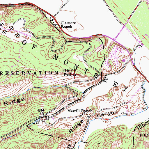 Topographic Map of Hains Point, CA