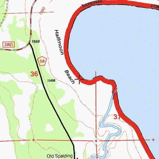 Topographic Map of Halfmoon Beach, CA