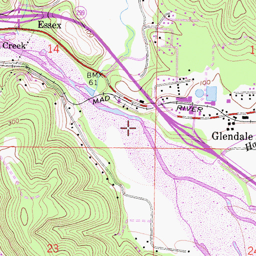 Topographic Map of Hall Creek, CA