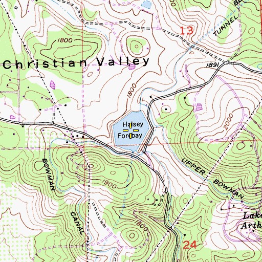 Topographic Map of Halsey Forebay, CA