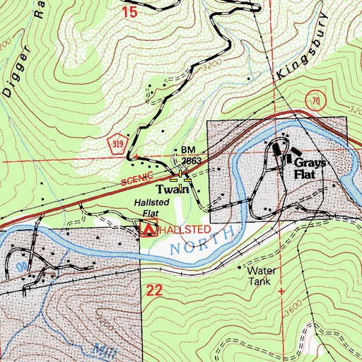 Topographic Map of Twain, CA