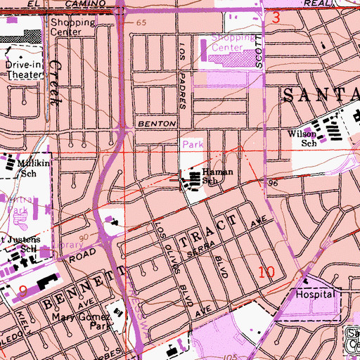 Topographic Map of Haman Elementary School, CA