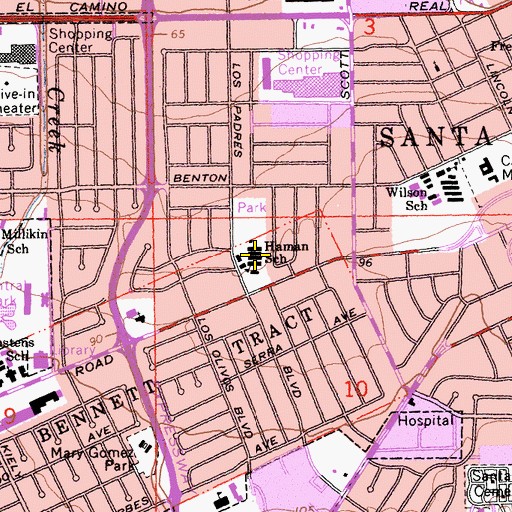 Topographic Map of Haman Elementary School, CA