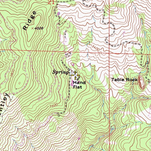 Topographic Map of Hand Flat, CA