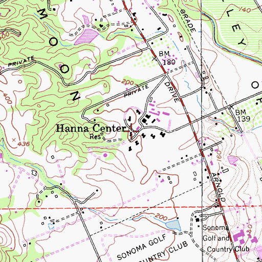 Topographic Map of Hanna Center, CA