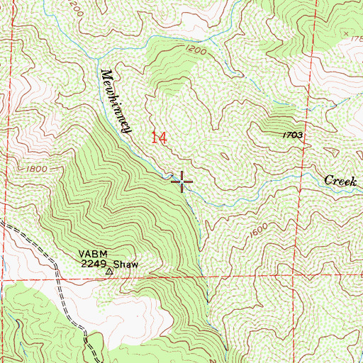 Topographic Map of Hanson Creek, CA