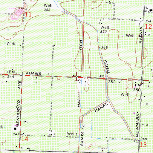 Topographic Map of Harp Ditch, CA