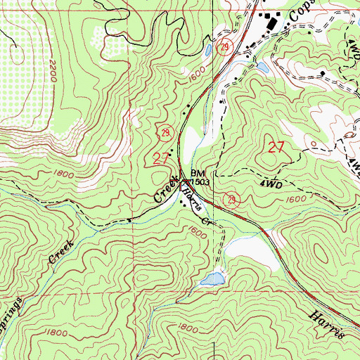 Topographic Map of Harris Creek, CA