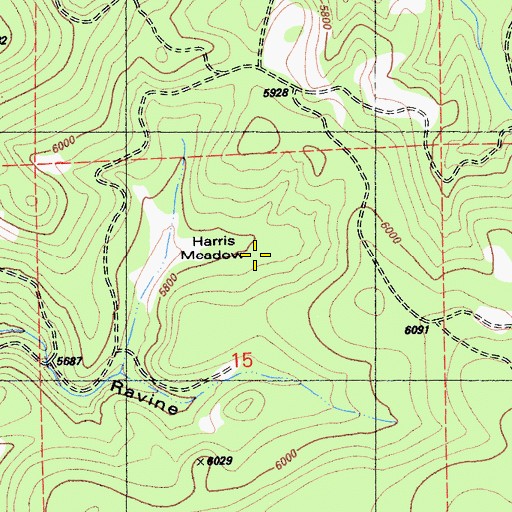 Topographic Map of Harris Meadow, CA