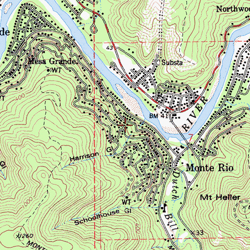 Topographic Map of Harrison Gulch, CA