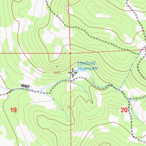 Topographic Map of Hatfield Reservoir, CA