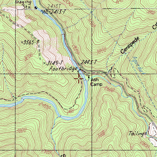 Topographic Map of Hawkins Creek, CA