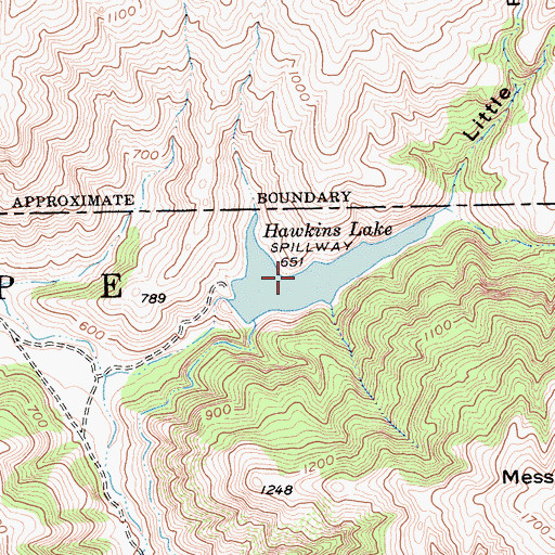 Topographic Map of Hawkins Lake, CA