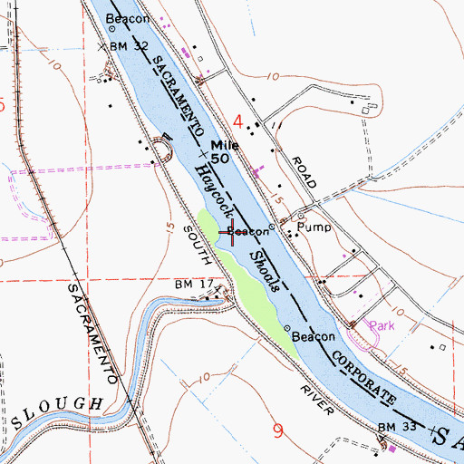 Topographic Map of Haycock Shoals, CA