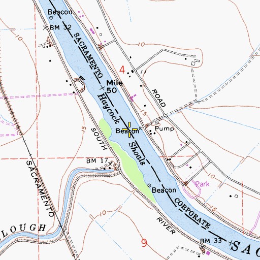 Topographic Map of Haycock Shoals, CA