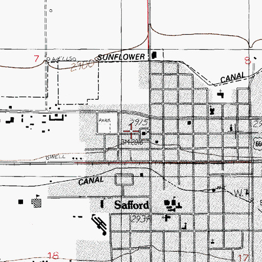 Topographic Map of Graham County Courthouse, AZ