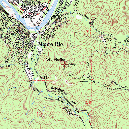 Topographic Map of Mount Heller, CA