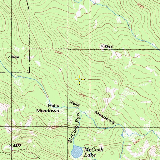 Topographic Map of Hells Meadows, CA
