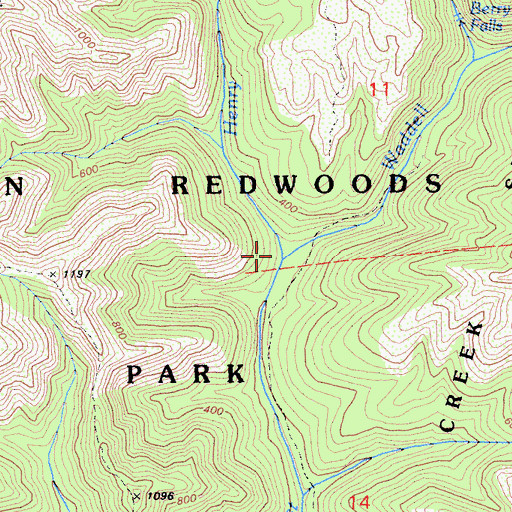 Topographic Map of Henry Creek, CA