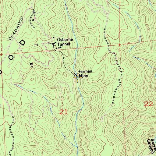 Topographic Map of Herman Mine, CA
