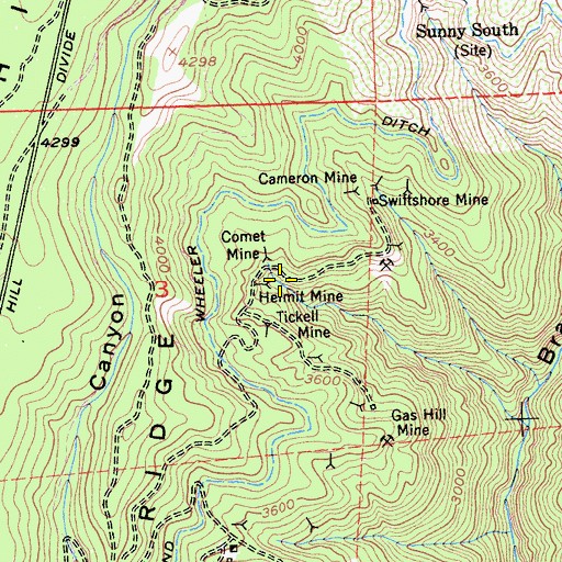 Topographic Map of Hermit Mine, CA