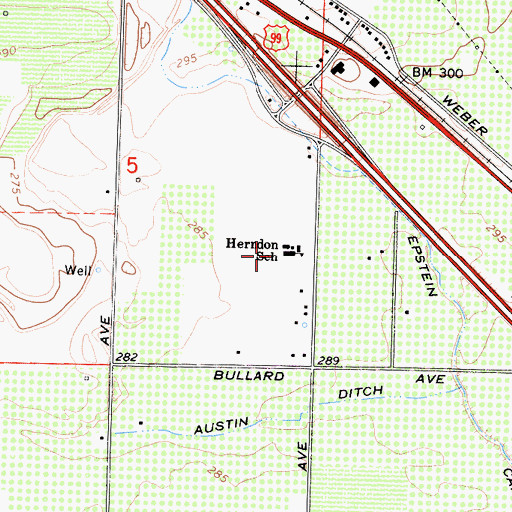 Topographic Map of Herndon - Barstow Elementary School, CA