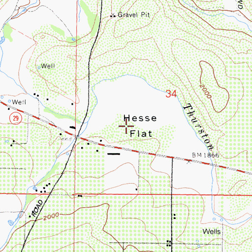 Topographic Map of Hesse Flat, CA