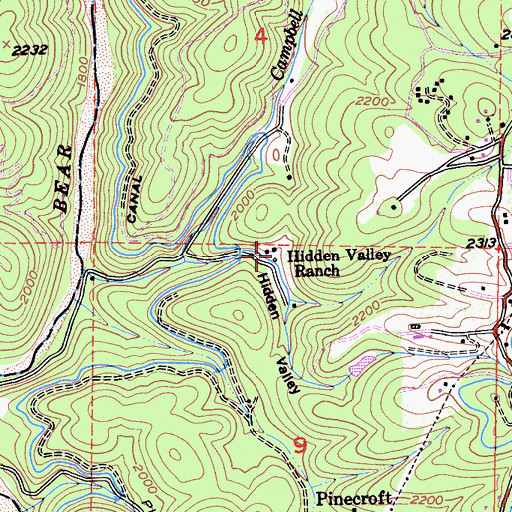 Topographic Map of Hidden Valley Ranch, CA