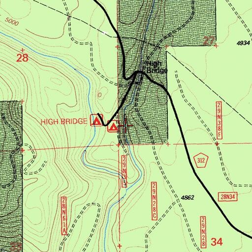 Topographic Map of High Bridge Campground, CA