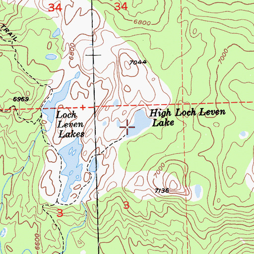 Topographic Map of High Loch Leven Lake, CA
