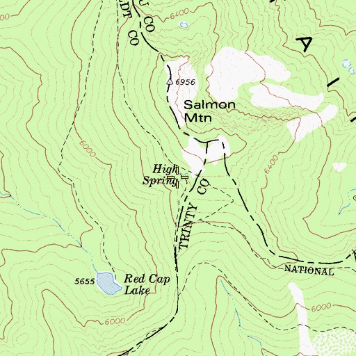 Topographic Map of High Spring, CA