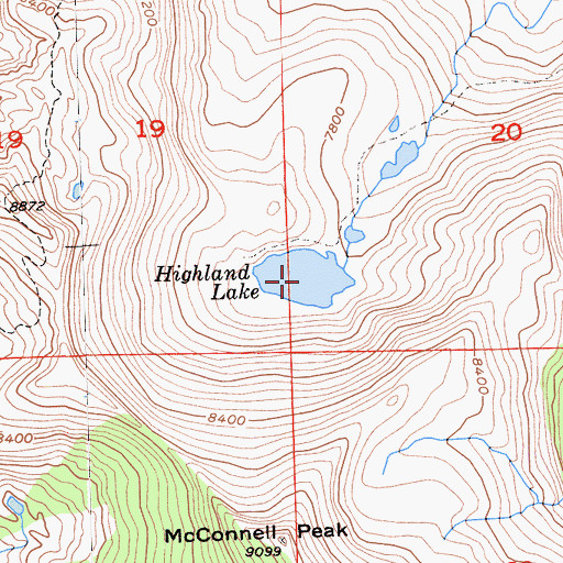 Topographic Map of Highland Lake, CA