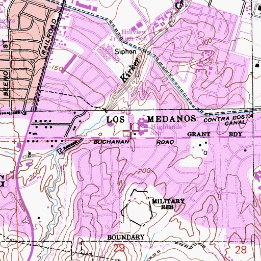 Topographic Map of Highlands Elementary School, CA