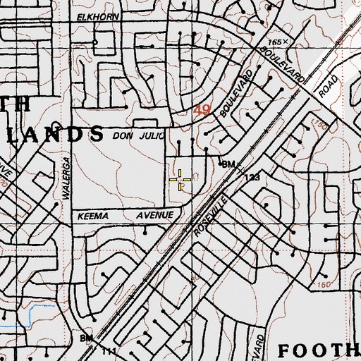 Topographic Map of Hillsdale Elementary School, CA