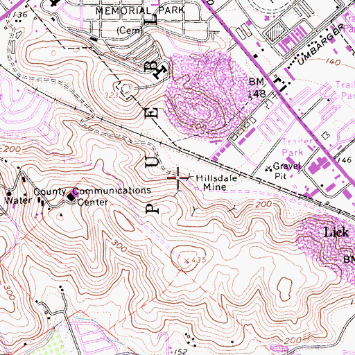 Topographic Map of Hillsdale Mine, CA