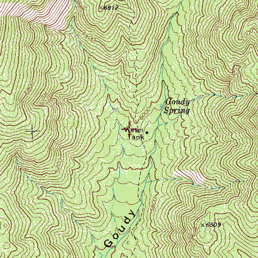 Topographic Map of Jesus Goudy Ridge Trail Two hundred ninety eight, AZ
