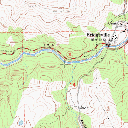 Topographic Map of Hoagland Creek, CA