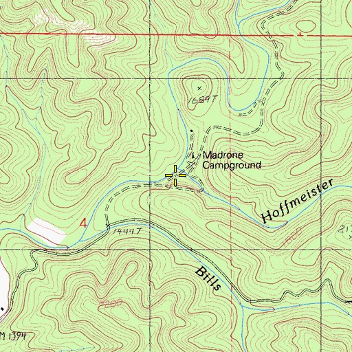 Topographic Map of Hoffmeister Creek, CA