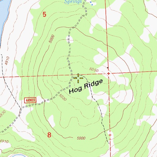 Topographic Map of Hog Ridge, CA