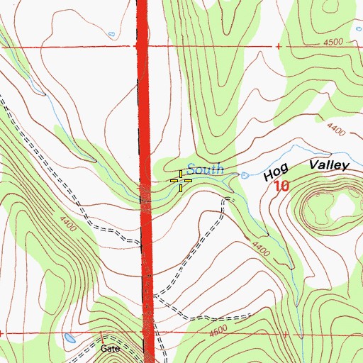 Topographic Map of Hog Valley, CA