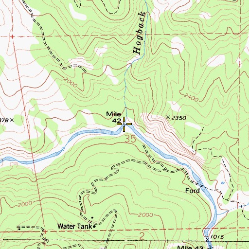 Topographic Map of Hogback Creek, CA