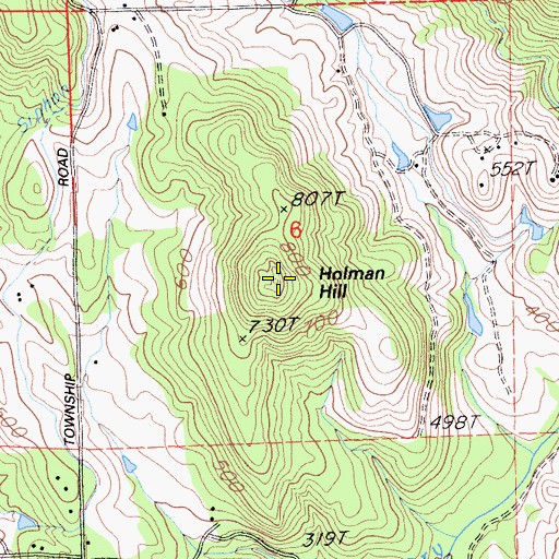 Topographic Map of Holman Hill, CA