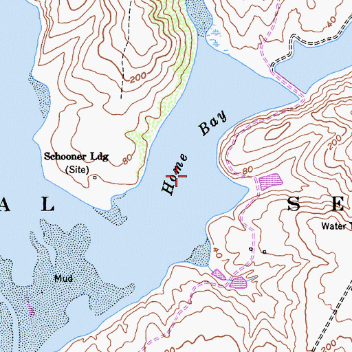 Topographic Map of Home Bay, CA