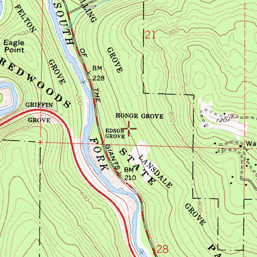 Topographic Map of Honor Grove, CA