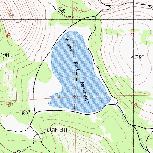 Topographic Map of Hoover Flat Reservoir, CA