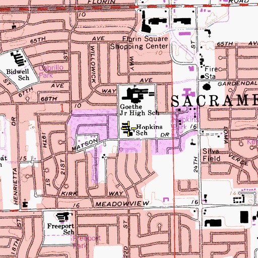 Topographic Map of Mark Hopkins Elementary School, CA